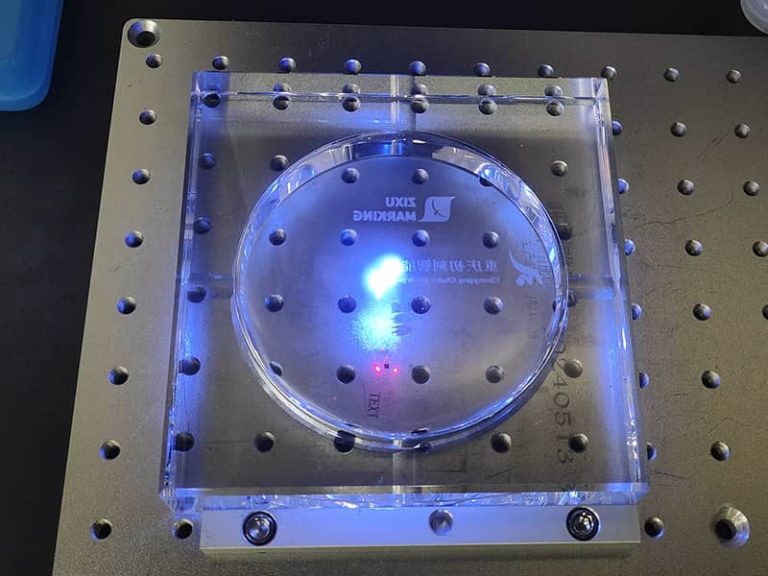 UV laser marking machine print our logo on some glass ashtray for office decoration