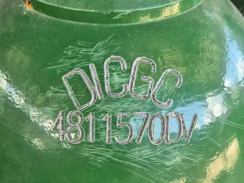 Close-up of cylinder marking