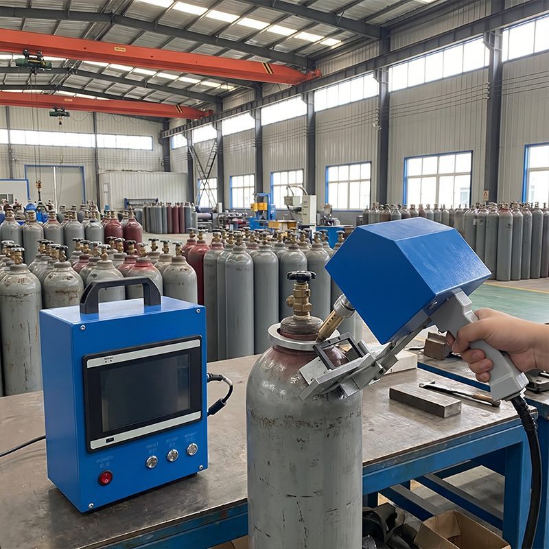300W handheld laser cylinder marking machine for gas cylinder deep engraving