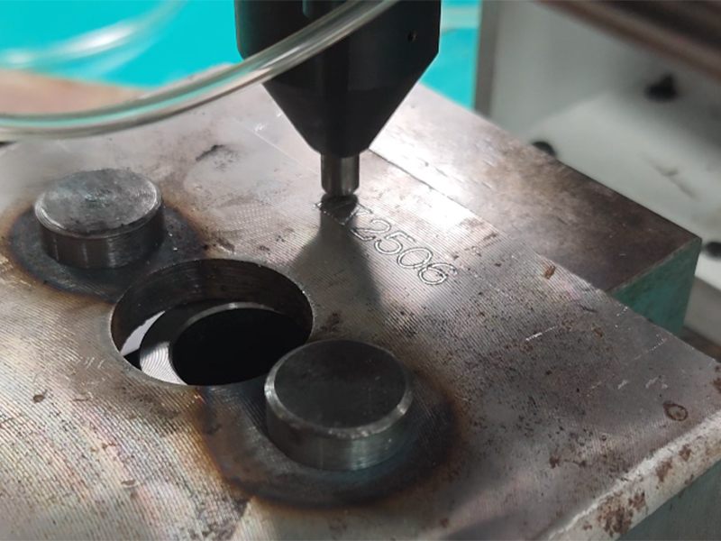 Pneumatic scribing and dot peen marking samples for Anhui automotive manufacturer