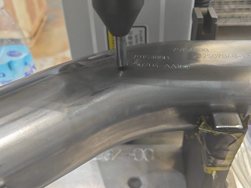 Scribing machine installed at automotive chassis parts factory