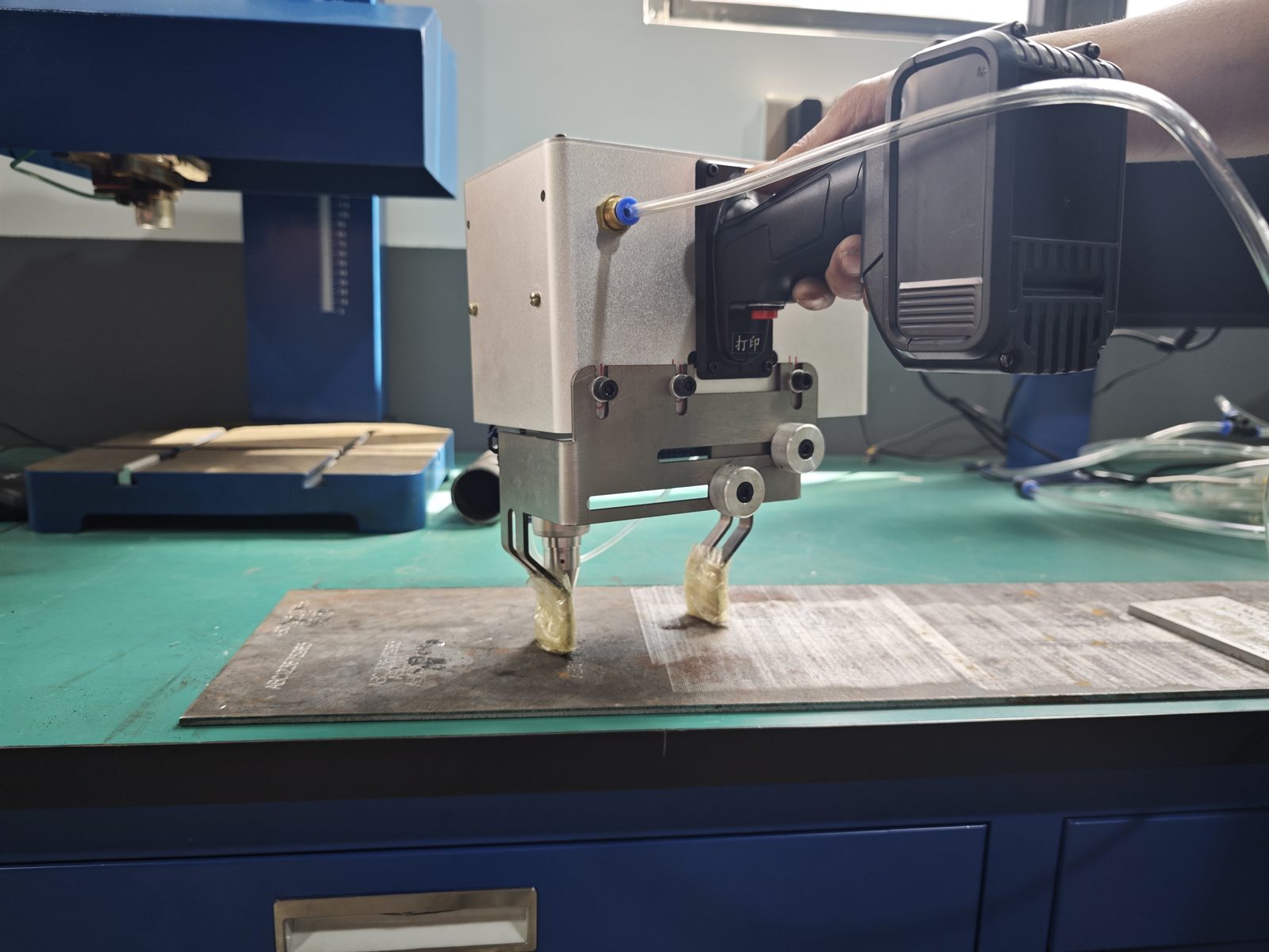 Custom hybrid pneumatic dot peen marker