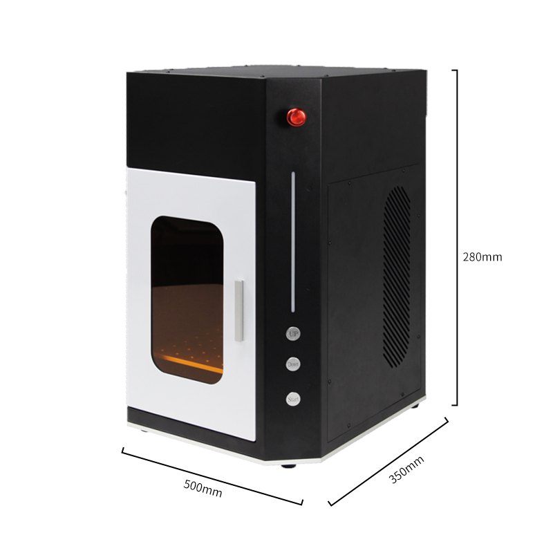 Compact enclosed UV laser crystal engraving machine product dimension view