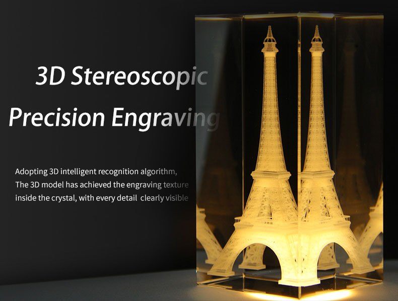 3D stereoscopic precision engraving sample inside crystal glass