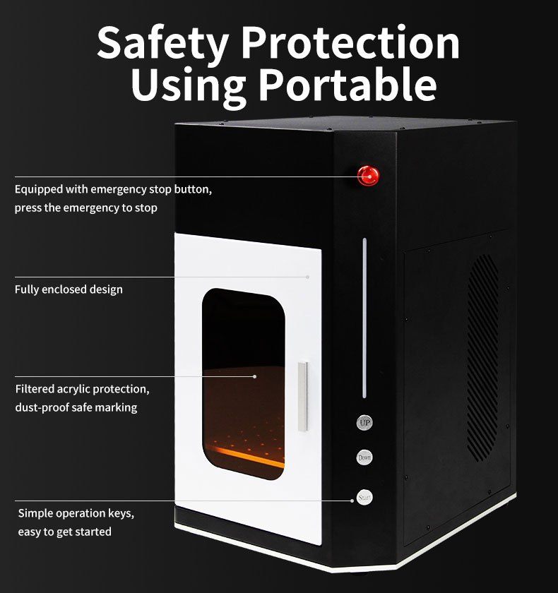 Portable enclosed crystal glass laser engraving machine safety protection