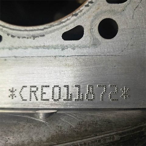 Dot peen marking sample 14 made by handheld electric K3 marker