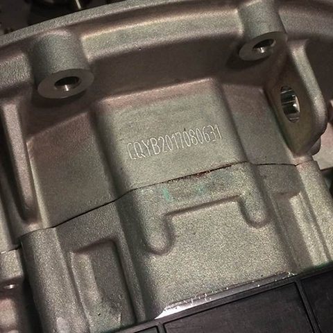 Cast metal part serial number marking sample
