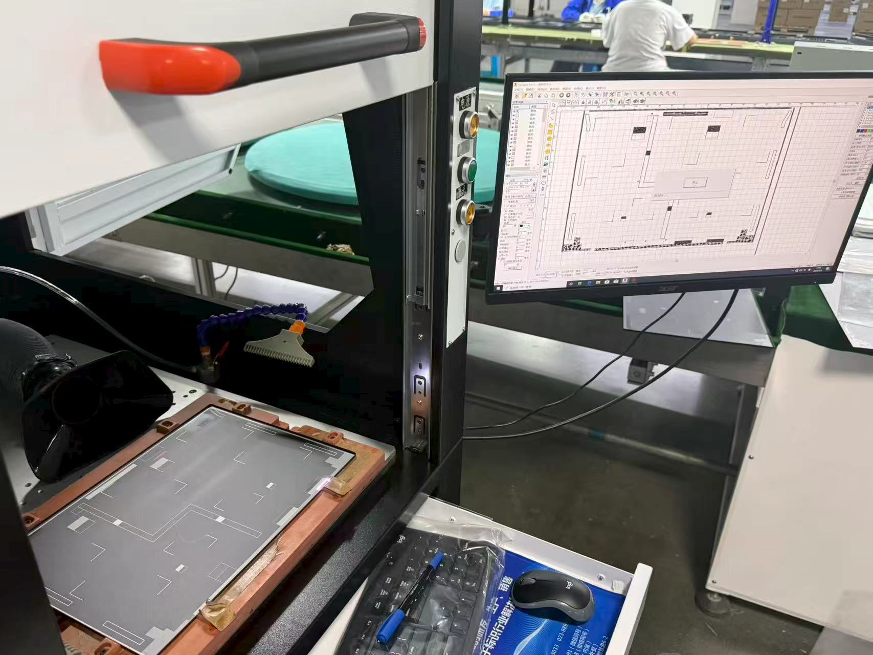 Close-up of laser anodizing removal on 0.5mm magnesium-aluminum notebook shell