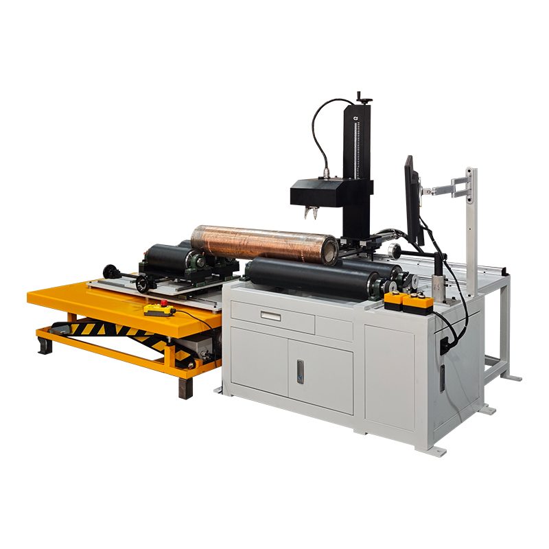 Overall view of the custom rotary dot peen marking machine for oil drilling rods and bits
