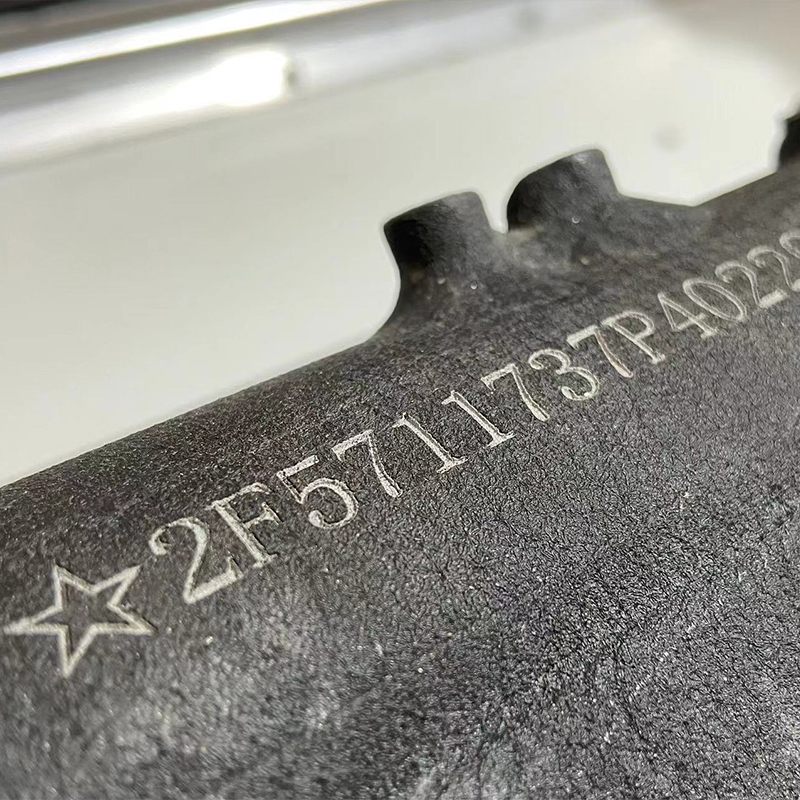 Laser marked cast metal serial number sample