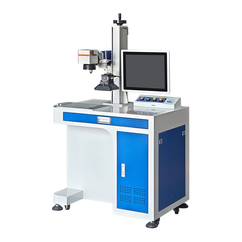 Fiber laser marking machine with scanner side view