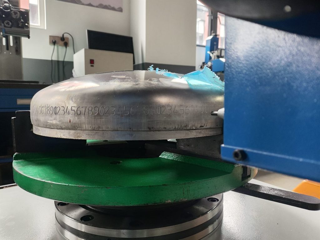 Custom desktop rotary dot peen marking machine for stainless steel flange marking at Zixu