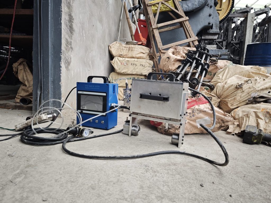 Custom pneumatic dot peen marking machine with cylinder clamping fixture for tricycle frames
