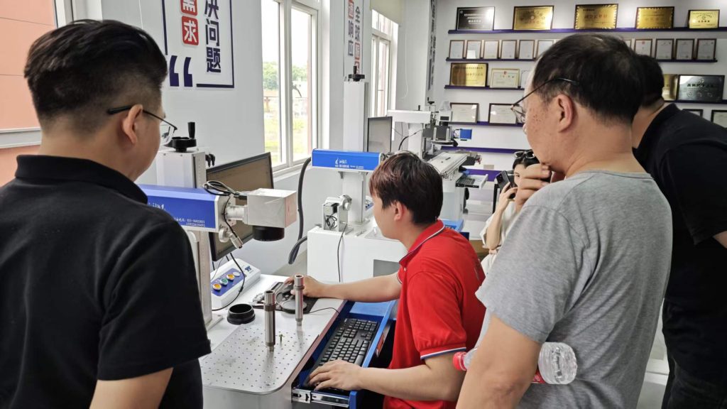 Customer visit for automotive precision bearing fiber laser marking sample testing