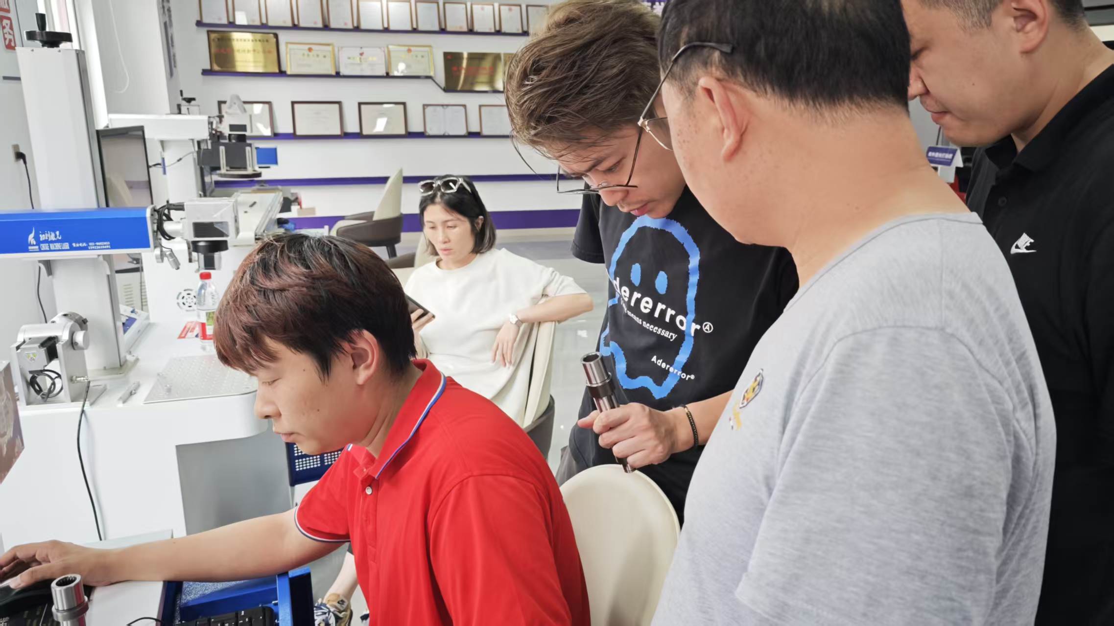 Automotive precision bearing tube-mouth serial number sample tested with desktop fiber laser marking machine