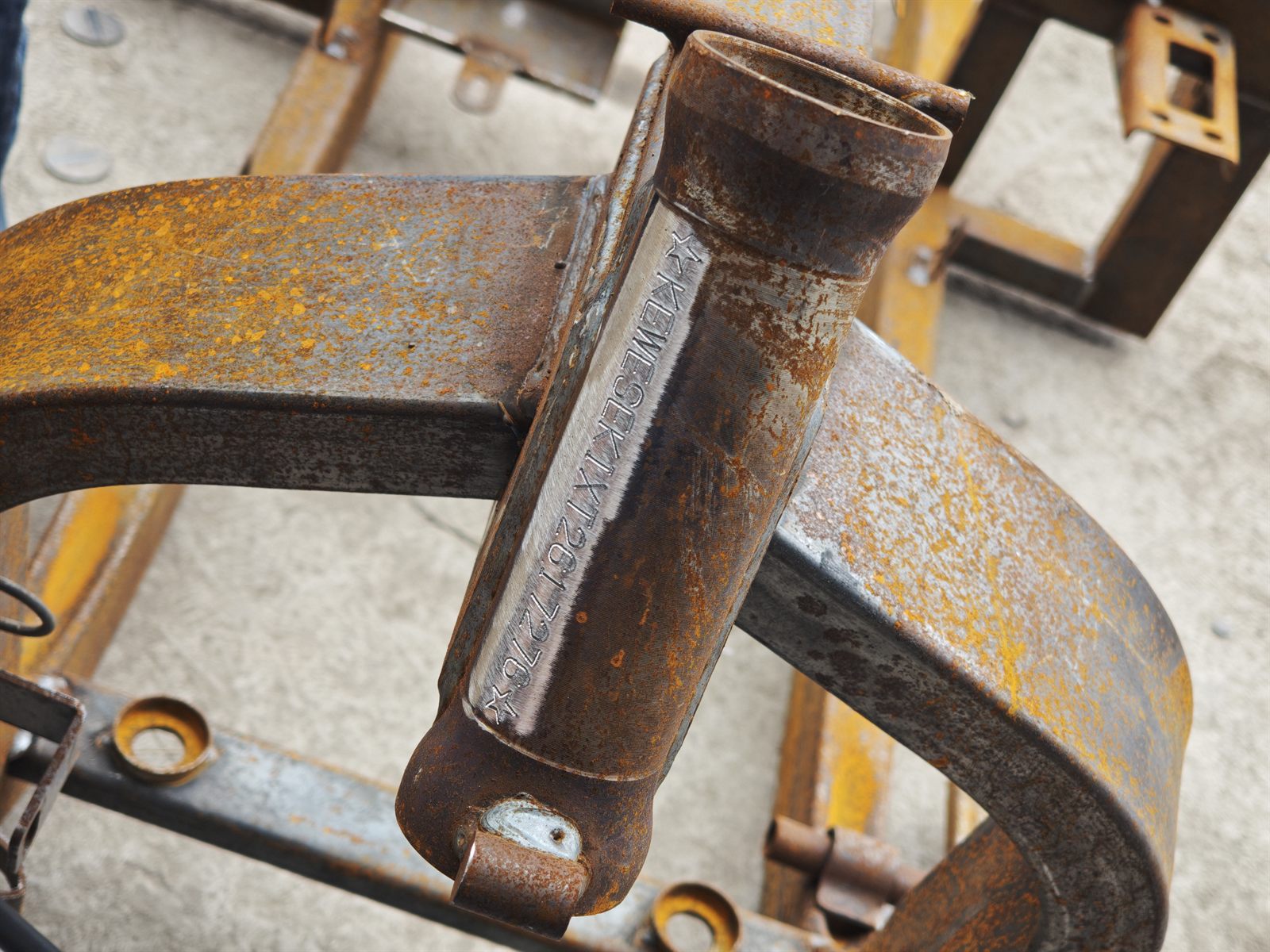 Deep dot peen marking result on heavy metal frame part