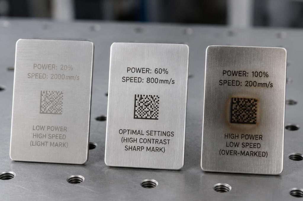 Comparison of laser power and marking speed for metal marking