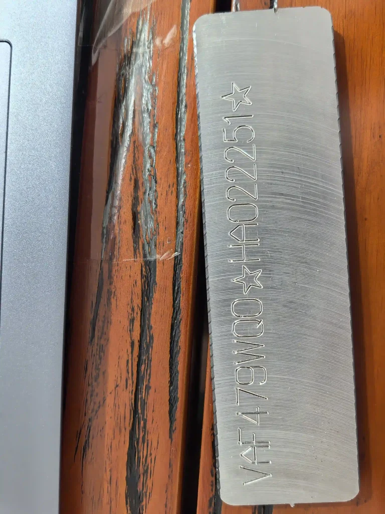 Marking Samples of Handheld Pneumatic Scribing Machine for Steel VIN Plates